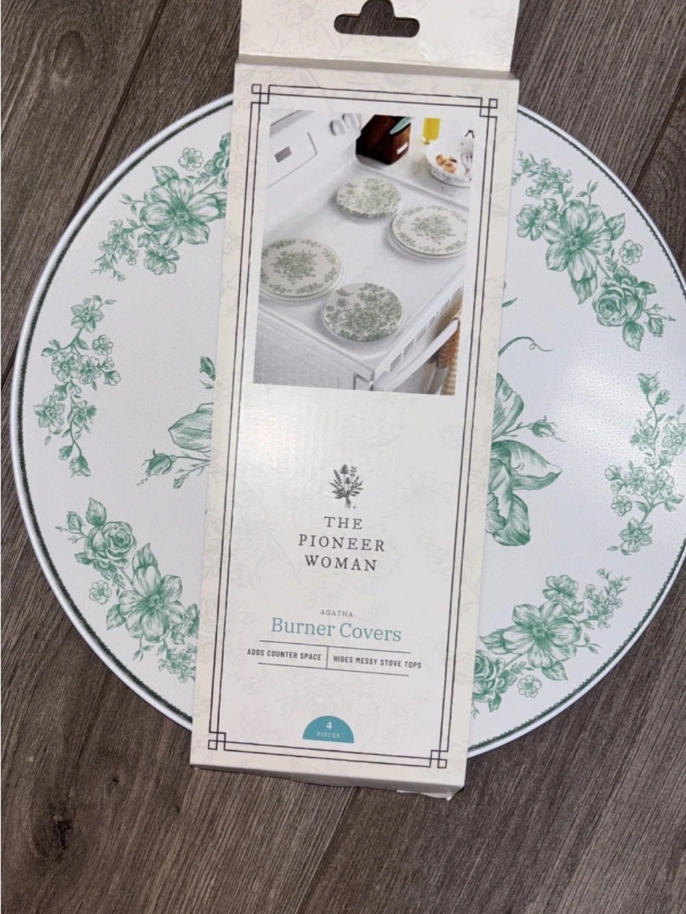 The Pioneer Woman Agatha Floral Burner Covers - White and Green